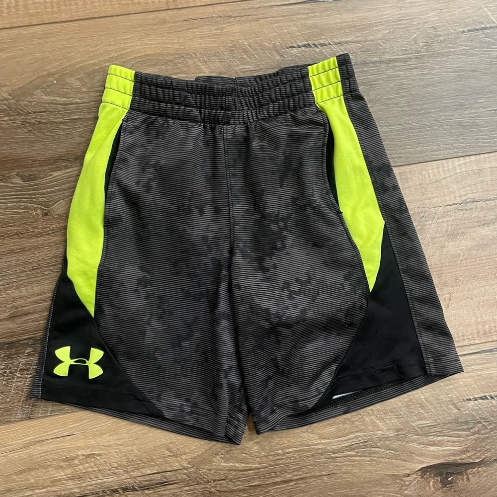 Under Armour Black and Neon Green Athletic Shorts